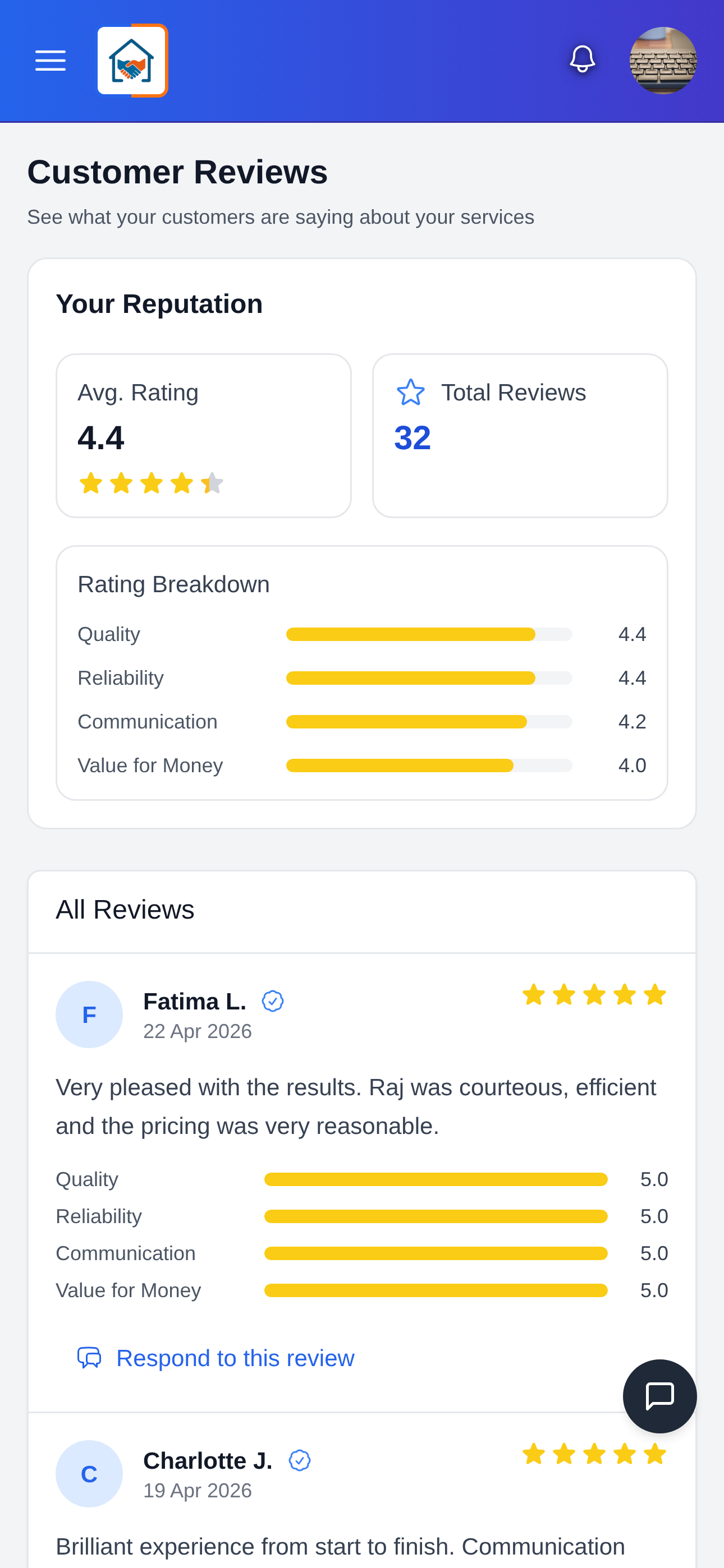 Earn reviews from real work